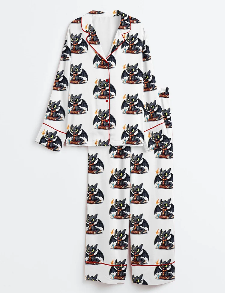 Women&rsquo;s Dragon Halloween Long Sleeve Satin Pajama Set