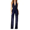 Women's Sequin Sleeveless Halter Slim Jumpsuit