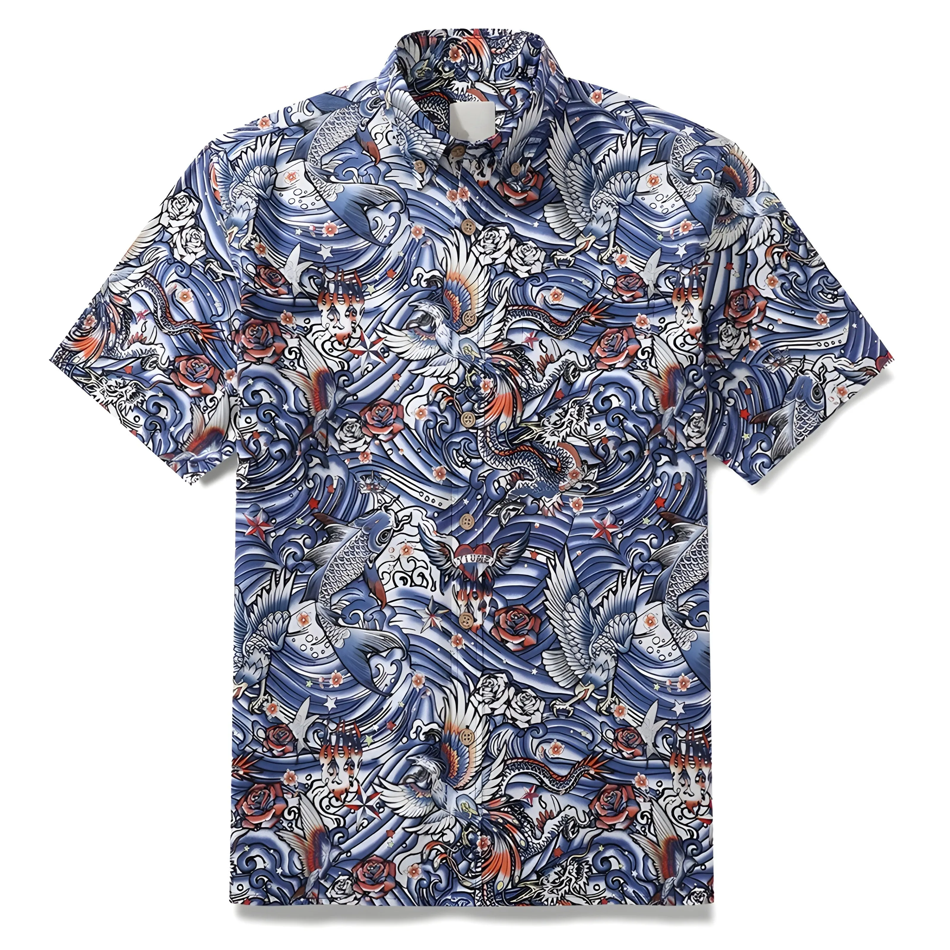 Men's Printed Resort Shirt &ndash; Lightweight Holiday Button-Up &ndash; Natori