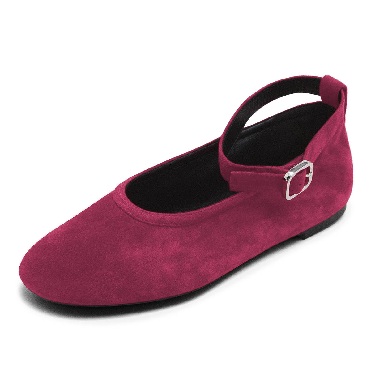Dark Fuchsia Faux Suede Comfortable Flat Dress Shoes for Women Nicepairs