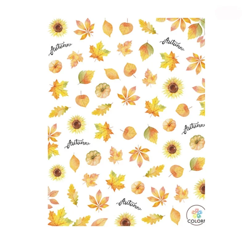 1 Sheet Flower Leaf Tree Green 3D Bronzing Nail Art Stickers Black White Sliders Summer DIY Decals for Nail Art Decoration