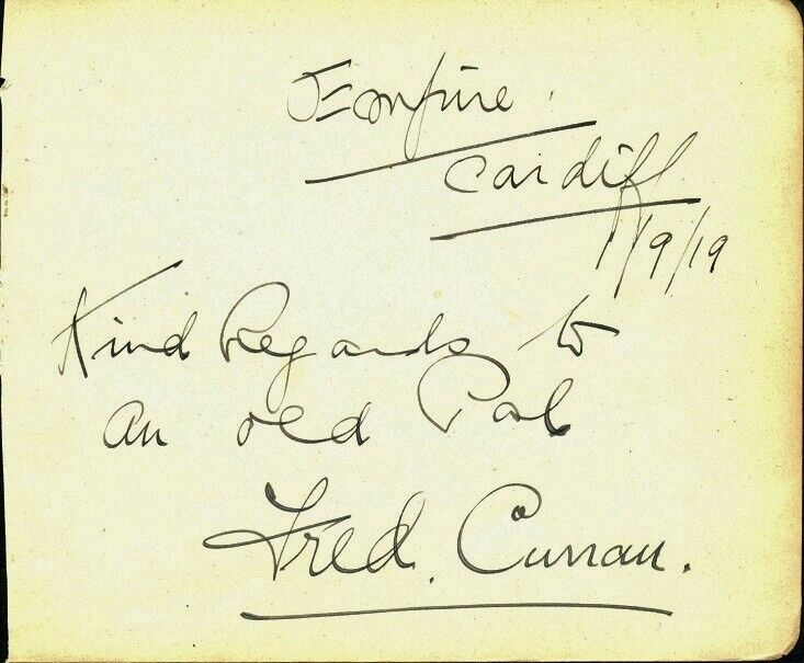 Vintage FRED CUNAN (??) Autograph - 1919