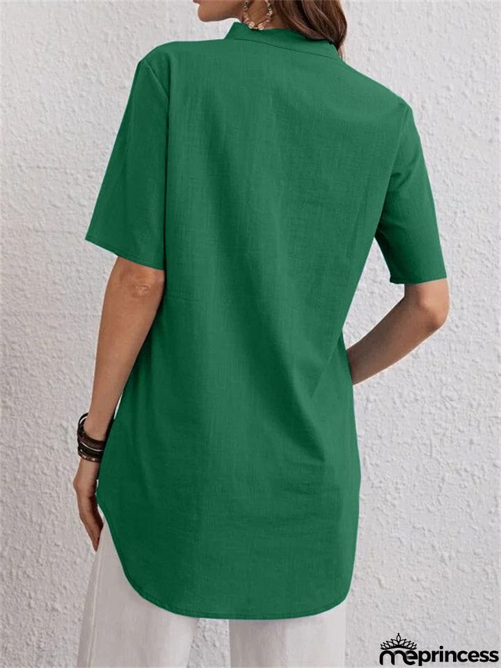 Women's Summer Pure Color Trendy V Neck Shirts