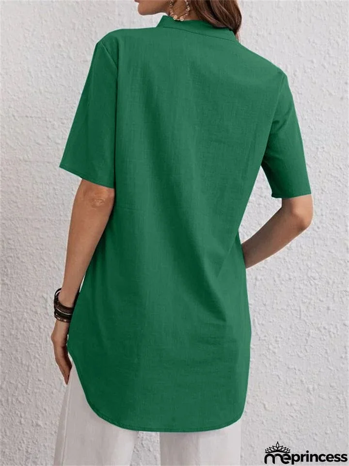 Women's Summer Pure Color Trendy V Neck Shirts