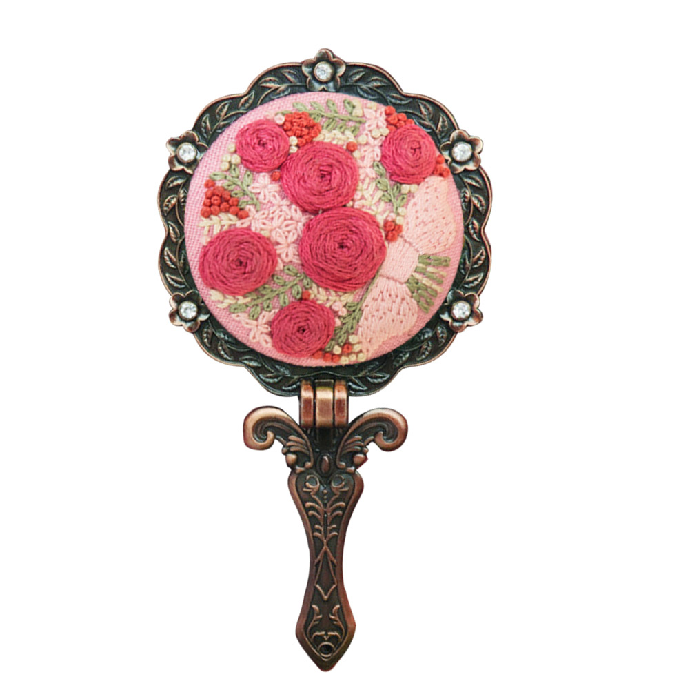 

Red Rose - Makeup Mirror Circle Embroidery - Cross Stitch, 501 Original