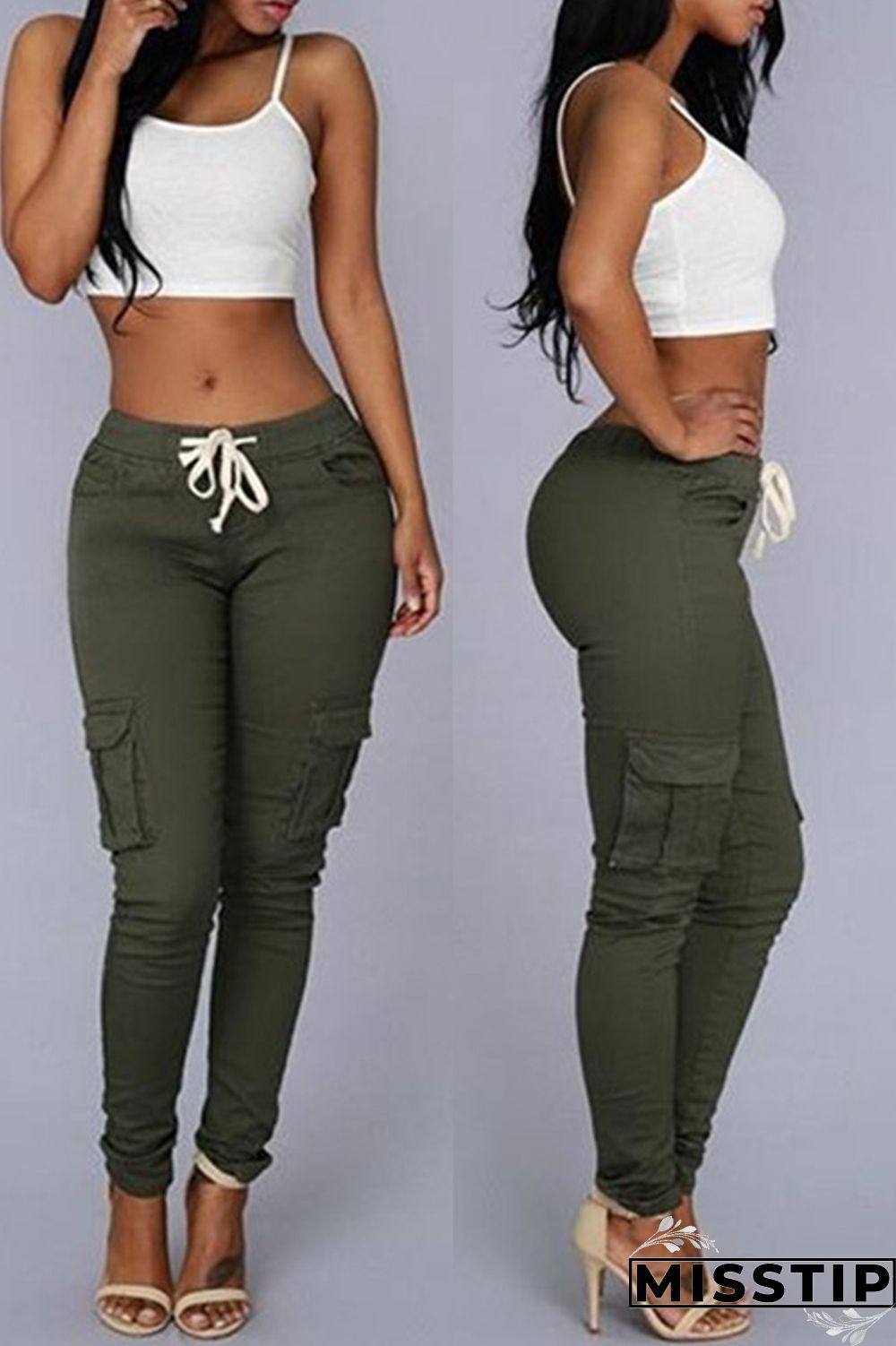 Light Coffee Fashion Casual Solid Basic Regular Mid Waist Trousers
