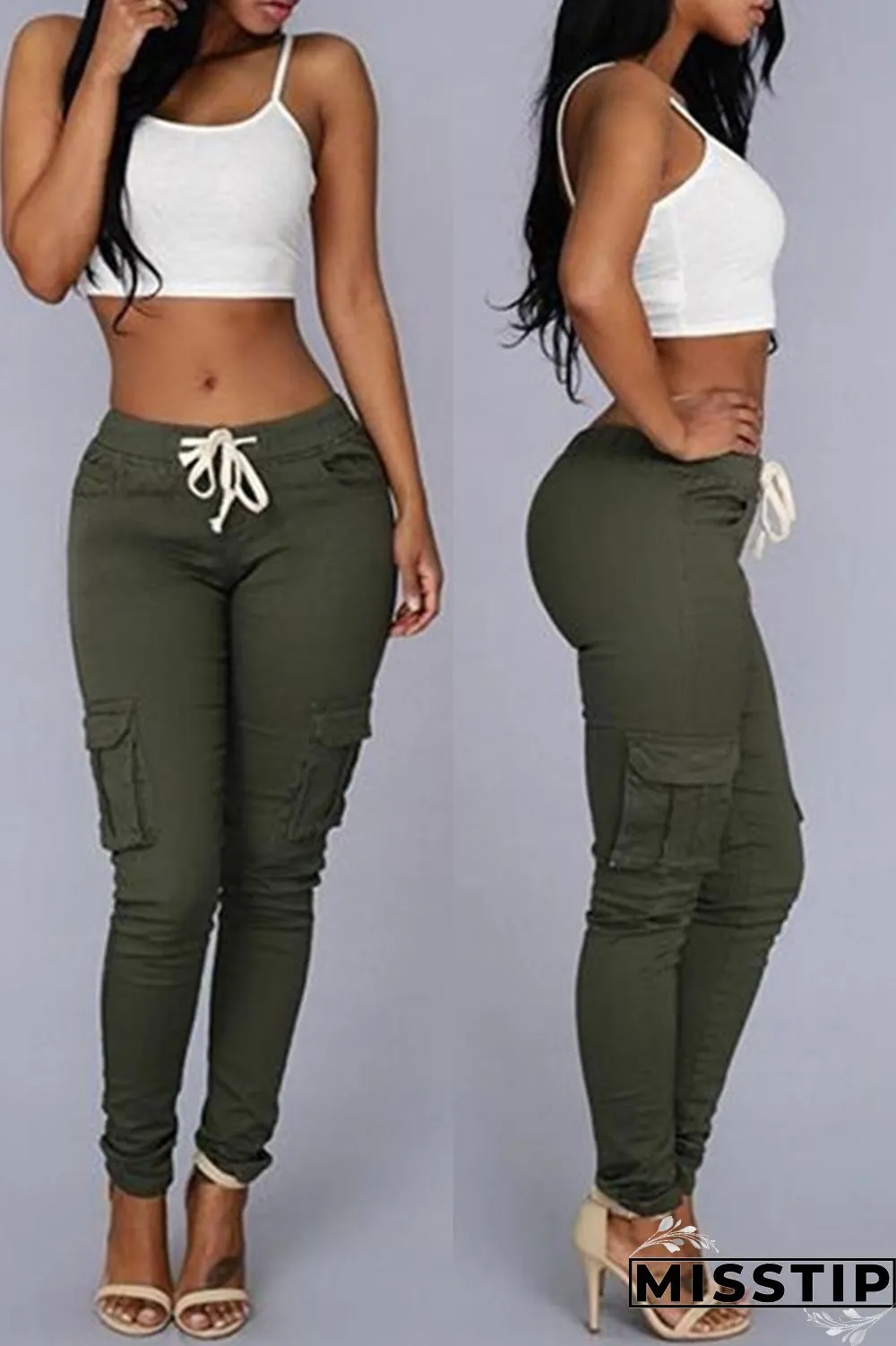 Light Coffee Fashion Casual Solid Basic Regular Mid Waist Trousers