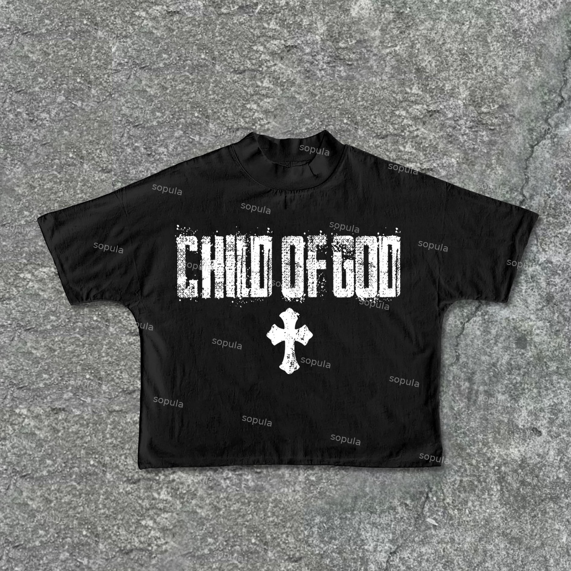 Sopula Child Of God Cross Graphic Print Cotton Cropped T-Shirts - SOPULA