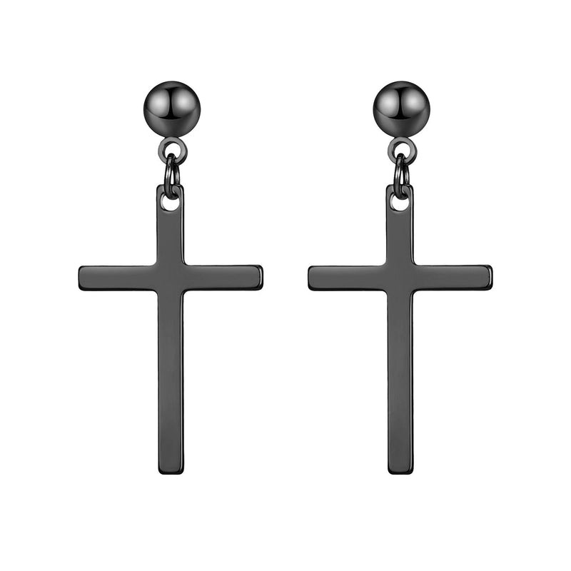 Punk Cross Stainless Steel Plating Drop Earrings 1 Piece