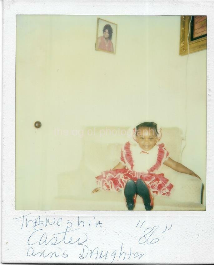 Vintage POLAROID Found Photo Poster paintinggraph LITTLE GIRL 1980′s Original COLOR 17 49 Q