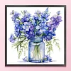 Blue Larkspur Full Stamped Cross Stitch 18CT 2-Strand 25x25cm