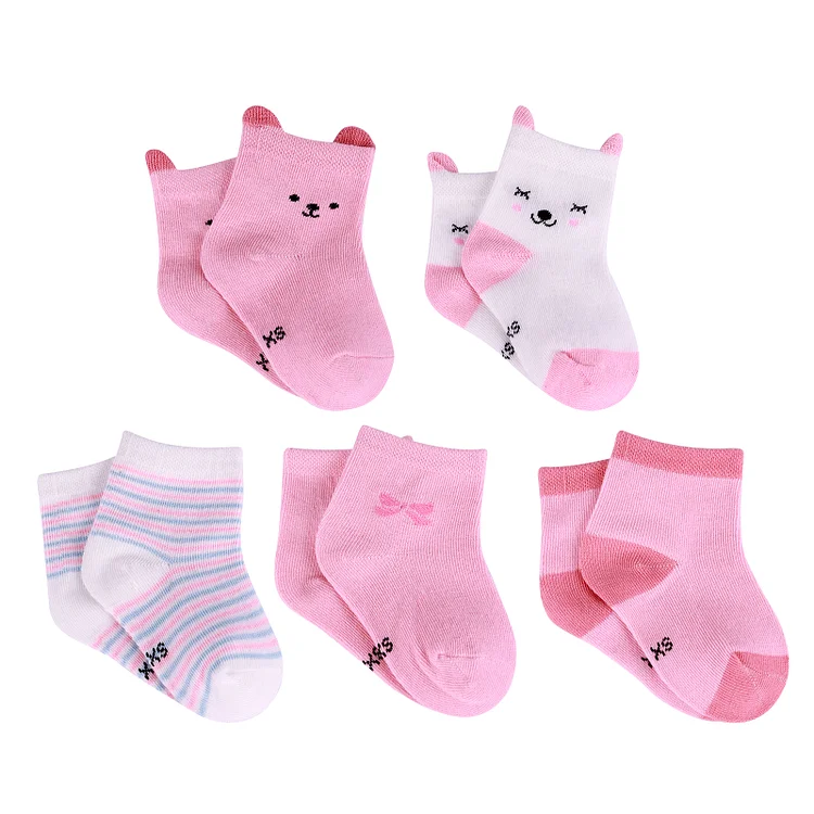 17"- 22" Pink Bunny Socks 5 Pieces Set Clothing Accessories for Reborn Baby Doll Rebornartdoll® RSAW-Rebornartdoll®