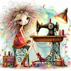 Weird Sewing Girl-11CT Stamped Cross Stitch 40*40cm/15.75*15.75in tapestrymarket