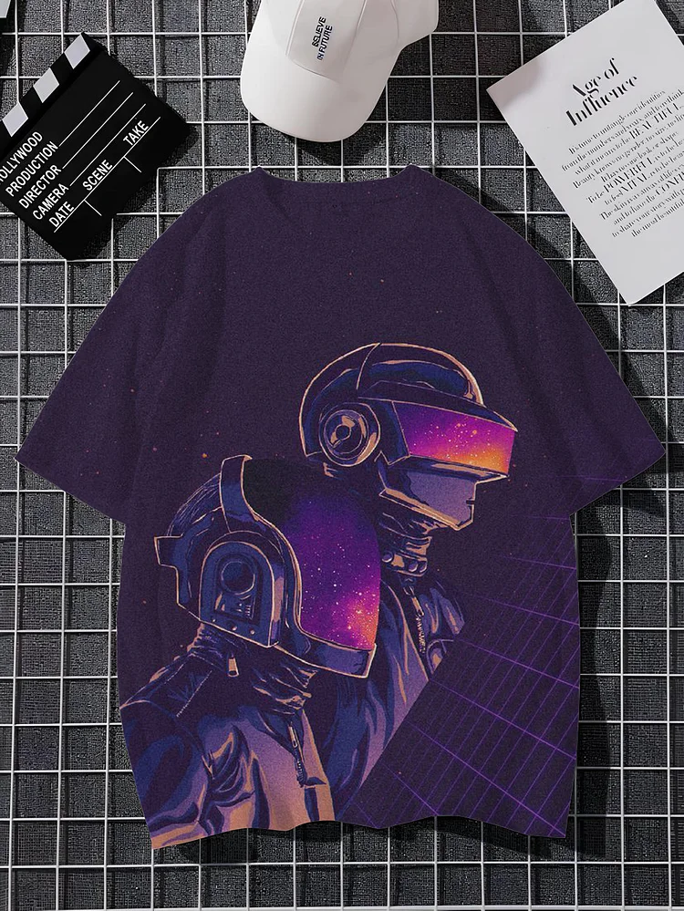 Men's Punk Futuristic Sci-Fi Art Print Casual T-Shirt
