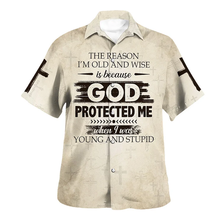 BrosWear Jesus Letter Printed Short Sleeved Shirt