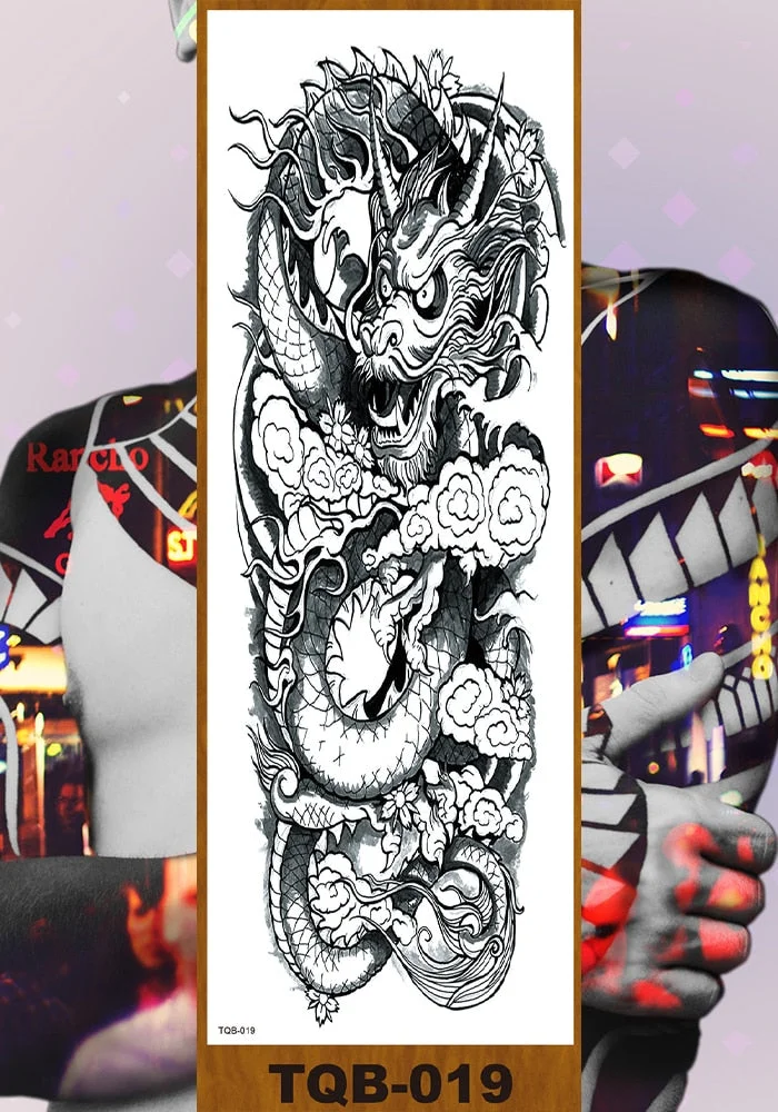 Full Flower Arm Temporary Tattoo Sticker Man Woman Girl Body Sexy Fake Tatoo Pterodactyl Bodhisattva Monkey King Phoenix Nirvana