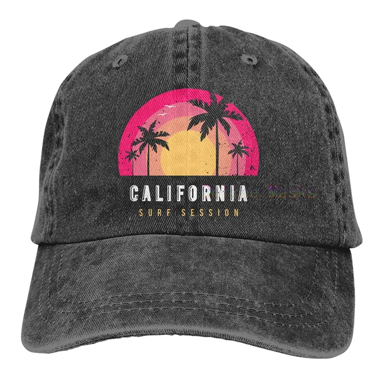 California Surf Session Baseball Cap for Men Women Adjustable Classic Vintage Washed Cotton Denim Trucker Hat Outdoor Activities