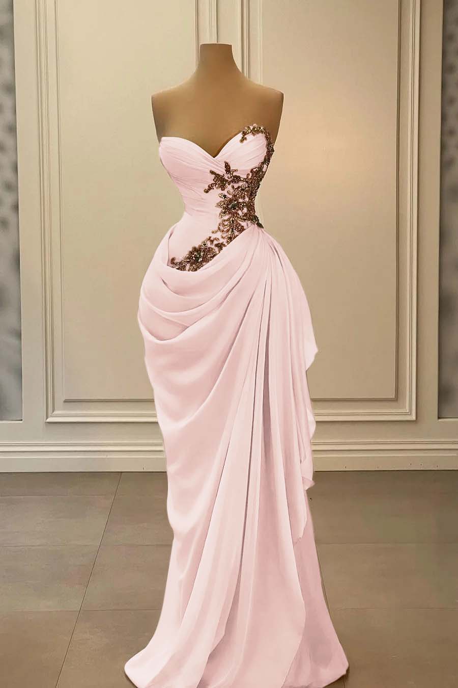 Hidais Strapless Sleeveless Long Mermaid Prom Dress With Appliques 