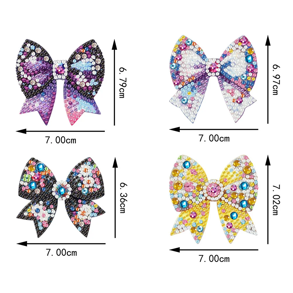 4Pcs DIY Bow Tie Diamond Painting Brooch Diamond Painting Pins Jewelry Kit