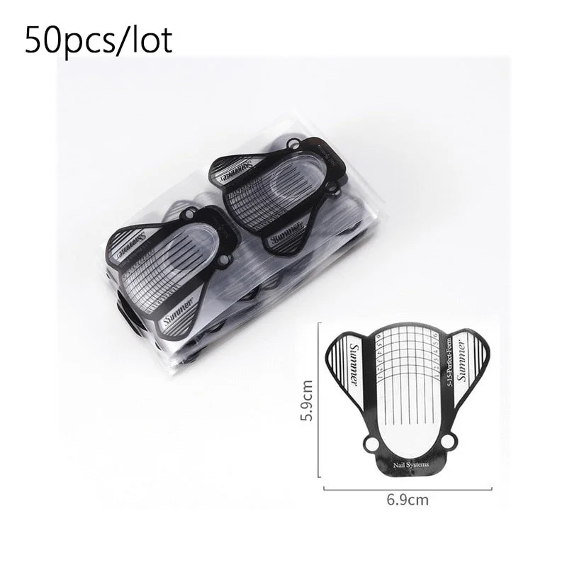 Sculpted Acrylic French Nail Form Tips UV Gel Extension Guide Stickers Paper Adhesive Curl Guide Form DIY Nail Art Manicure Tool-Nail Inspo