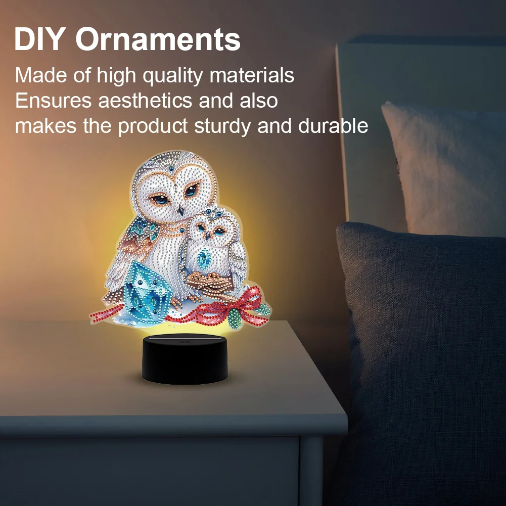 DIY Owl Butterfly Diamonds Painting Table Lamp 5D Diamond Painting Night Light