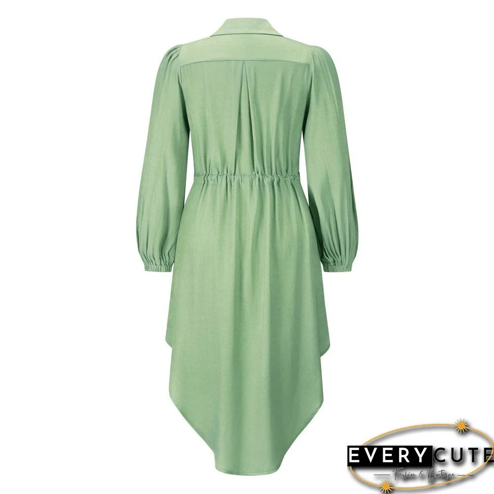 Long Sleeve Front Wrap Button Down Dress
