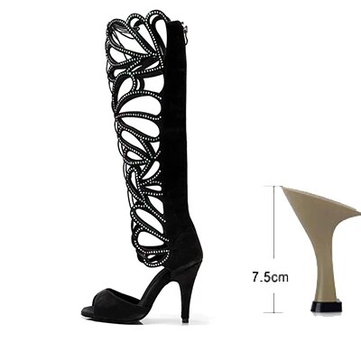 VCshoes Woman Rhinestone Latin Salsa Dance Boots For Girls High Hop Ballroom Dancing For Wedding Party Ladies High Heel Latino Shoes