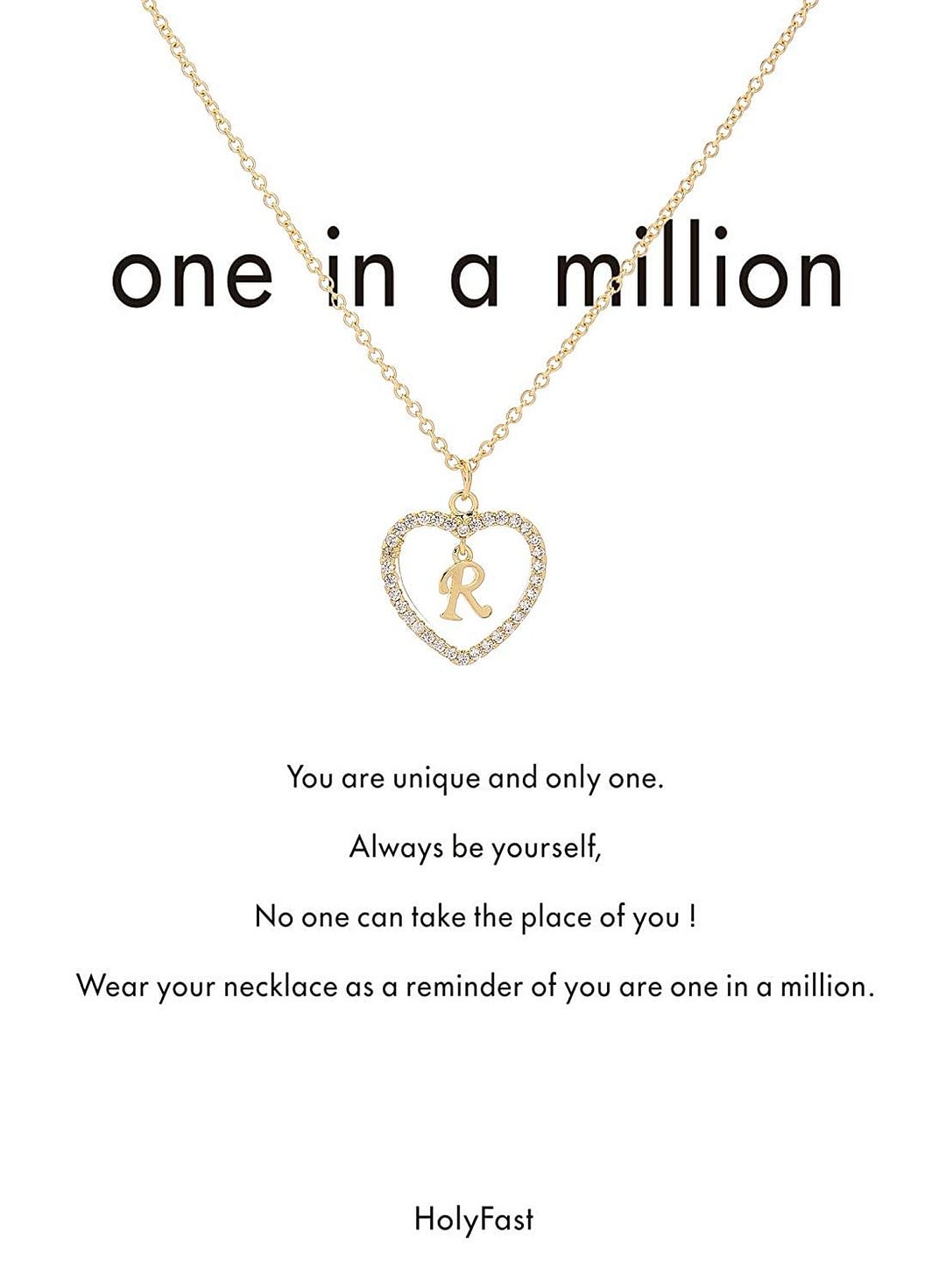 Necklace Message Card"One In A Million"Letter A-Z Necklace Initial Necklace Heart Love Necklace CZ Cubic Zirconia Pendant Love Necklace Woman Jewelry