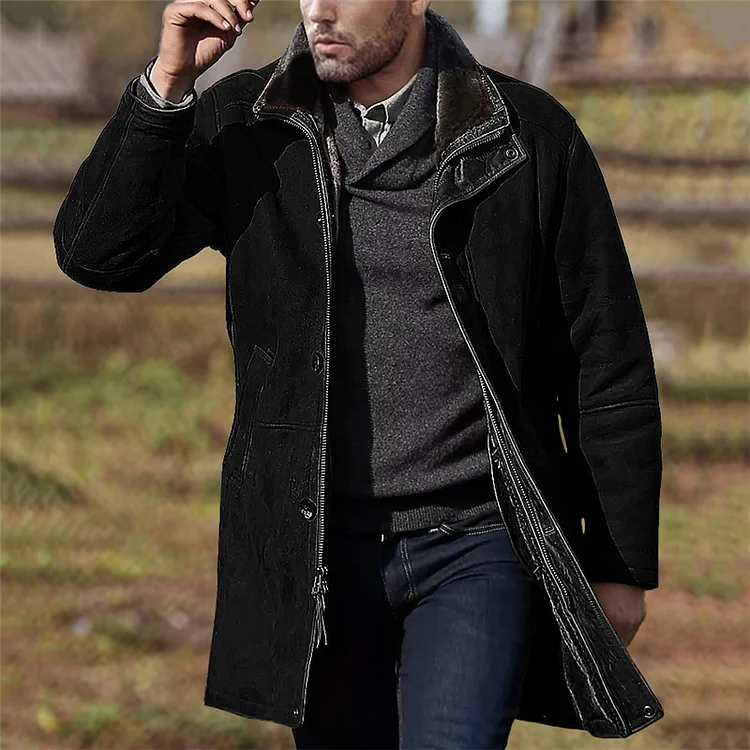 Men's Mid-Length Loose Woolen Coat Coat VangoghDress