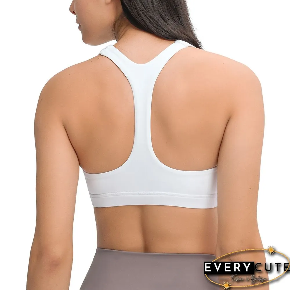 White Y Back Push-up Sports Vest Bra