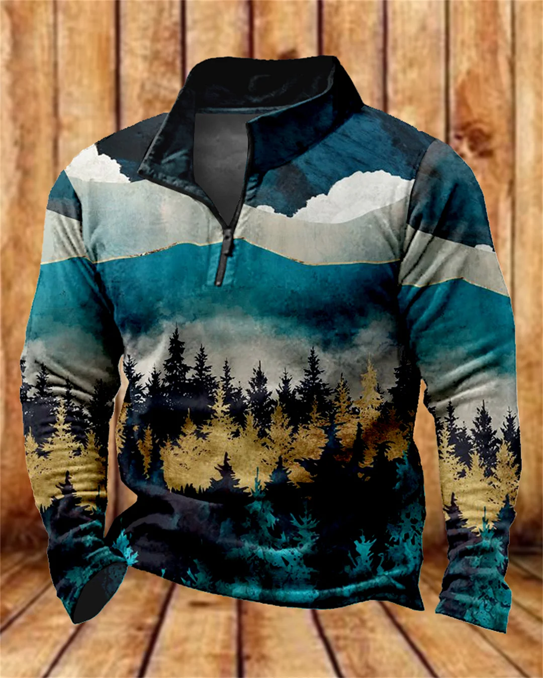 Suitmens Men's Fleece Outdoor Forest Zipper Hooded 00389