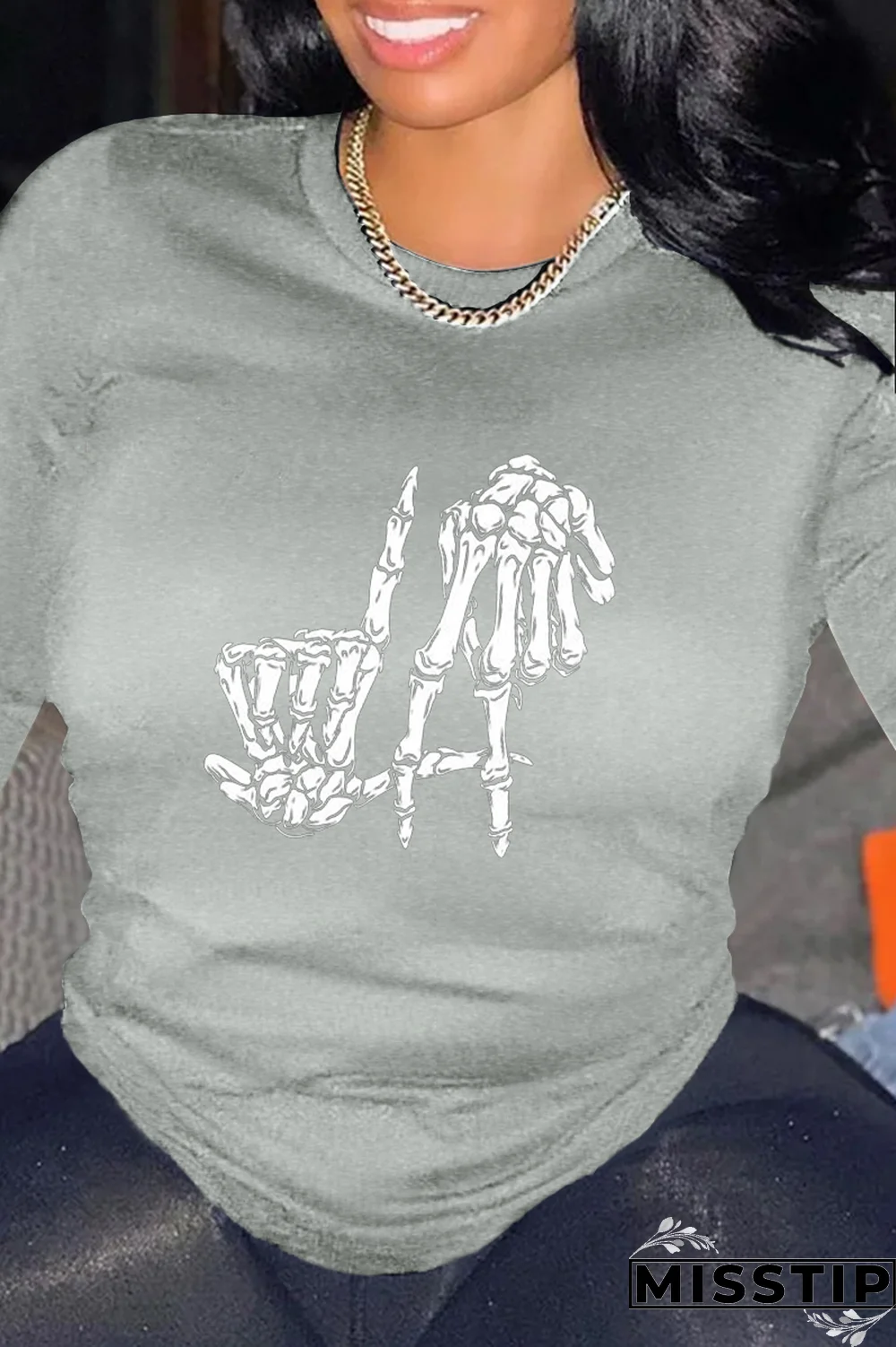 Navy Blue Casual Party Print Patchwork O Neck Tops