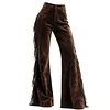 Vintage Western Women's Suede Tassel Flared Wide-Leg Pants by Inlyline