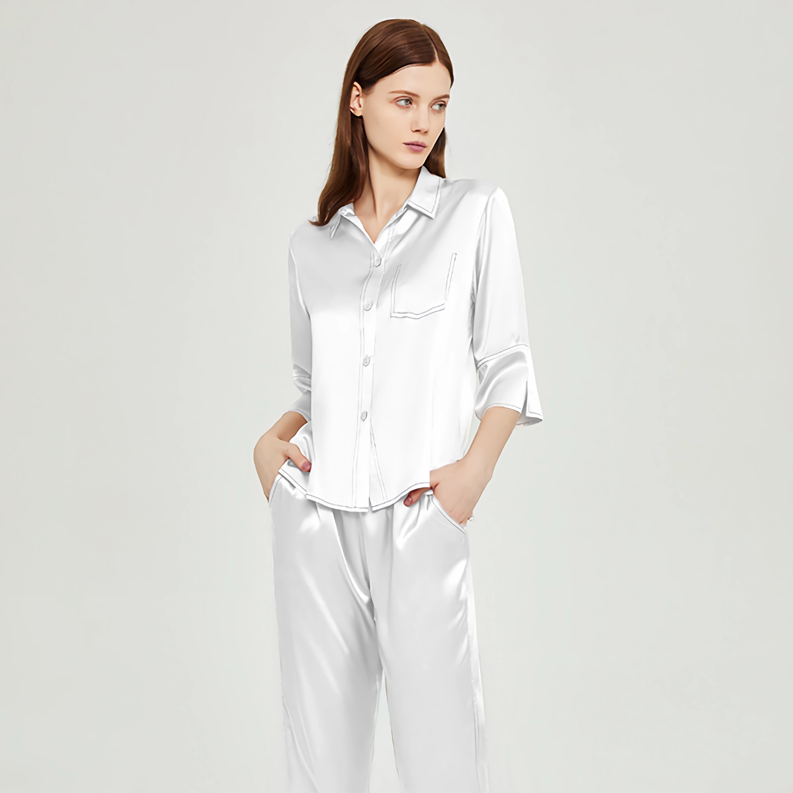 22 Momme Shirt Style Silk Pajamas For Women REAL SILK LIFE