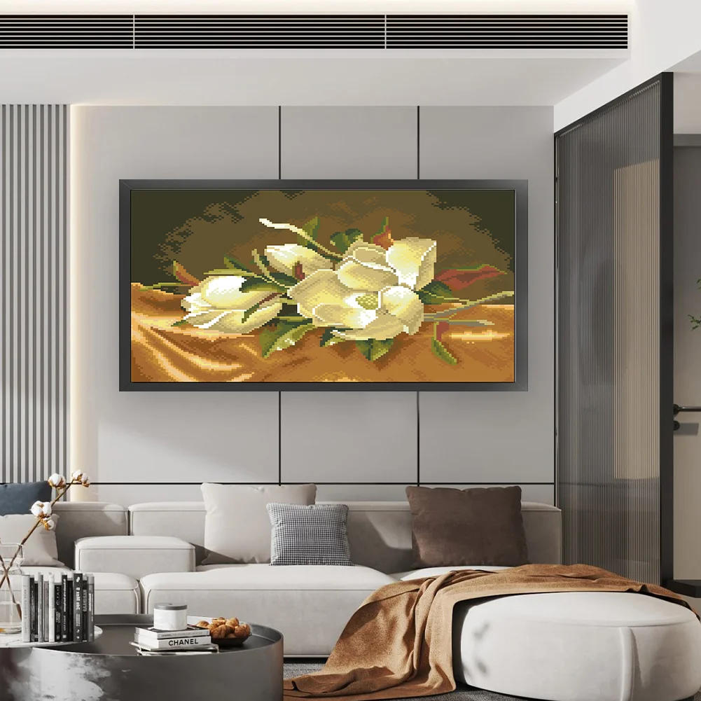 9CT Full Stamped Cross Stitch Bead Embroidery- Lily(Canvas|43*22CM)