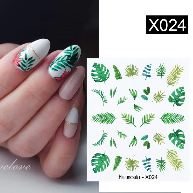 Harunouta Purple Lavender Floral Nail Art Water Decals Stickers Flower Leaves Nail Art Transfer Slider For Nails DIY Decoration