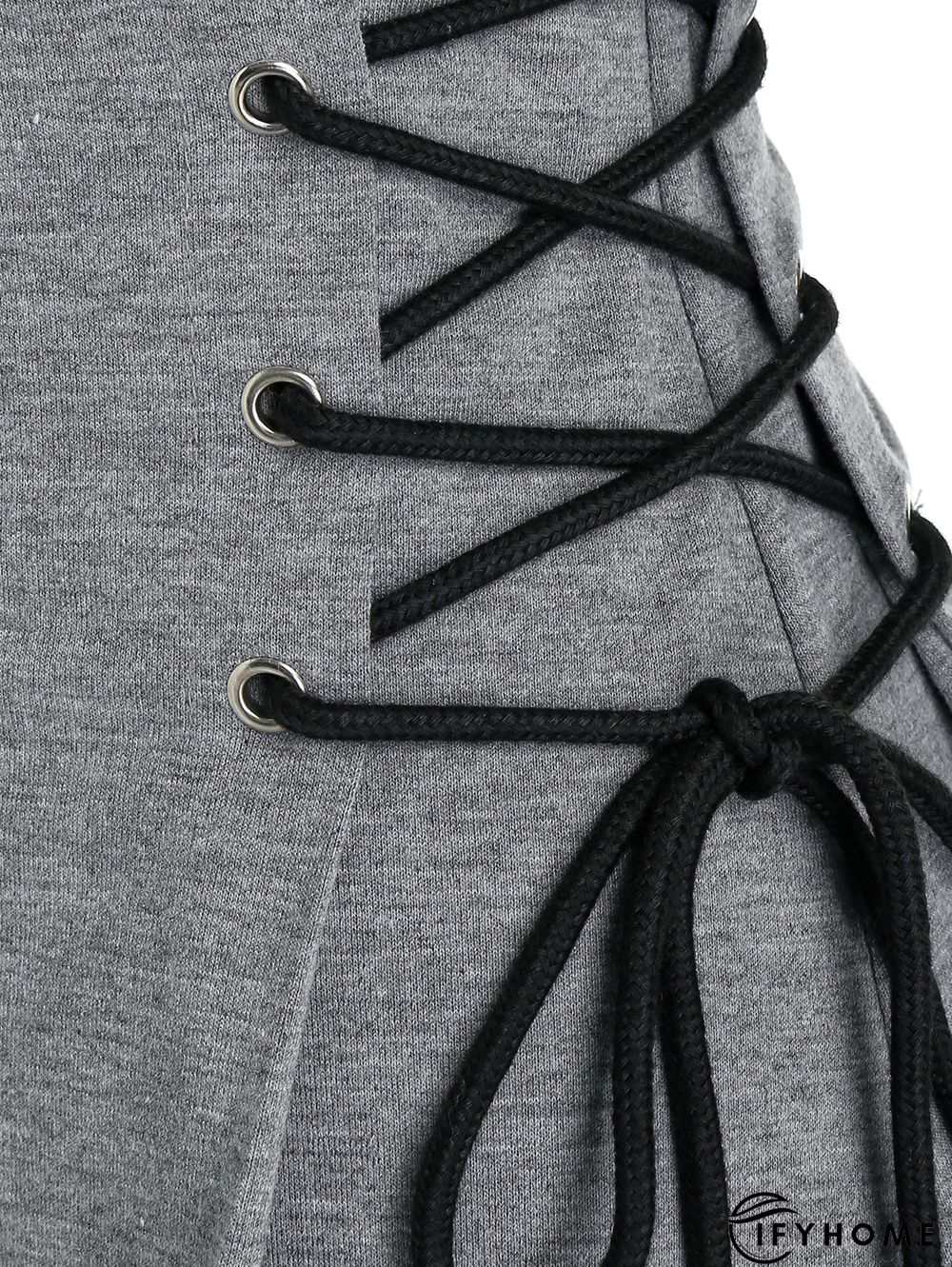 Women Long Sleeve Autumn Dress Drawstring Lace Up Hoodie Gothic Mini Dress | IFYHOME