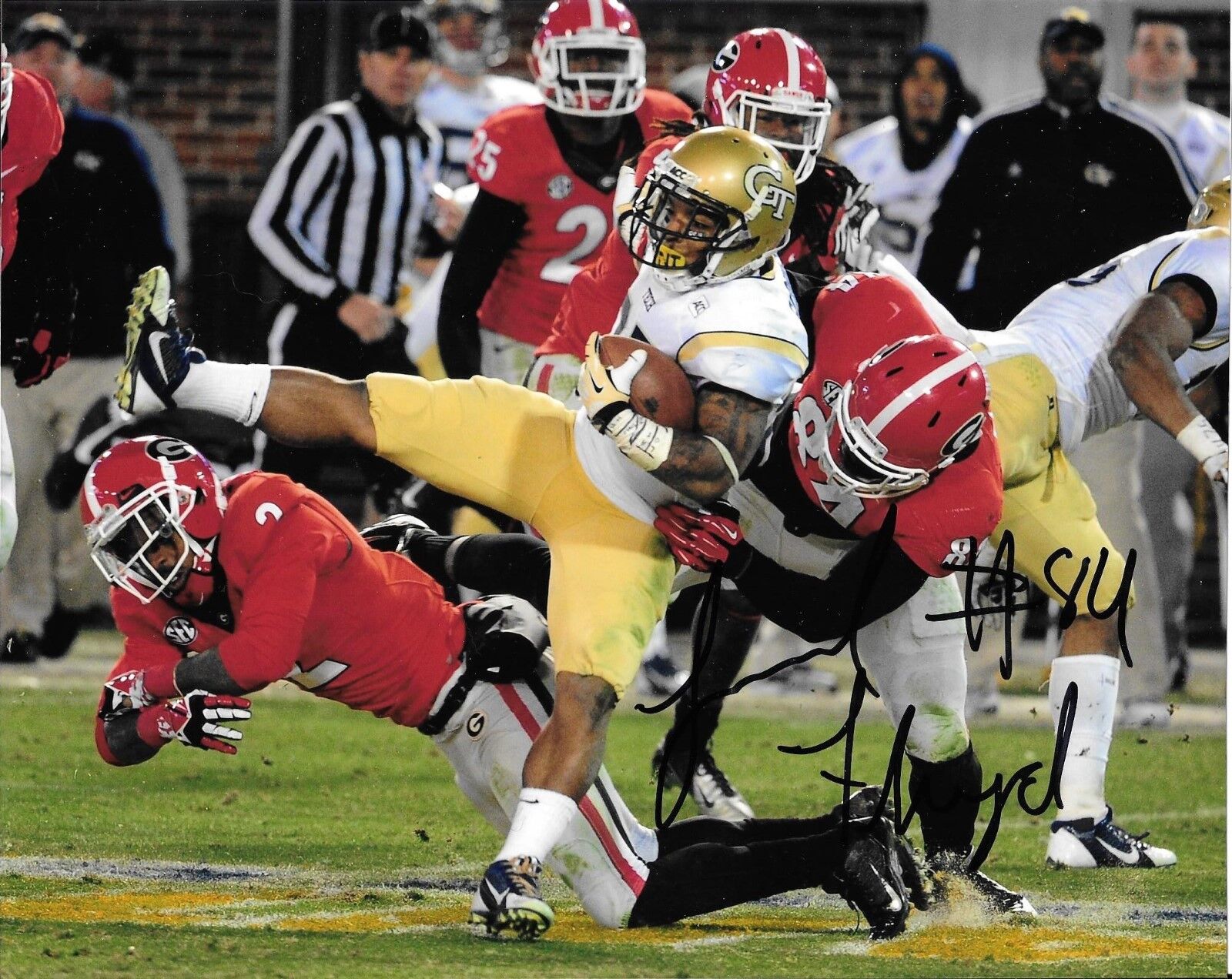 CHICAGO BEARS LEONARD FLOYD HAND SIGNED GEORGIA BULLDOGS 8X10 Photo Poster painting W/COA UGA