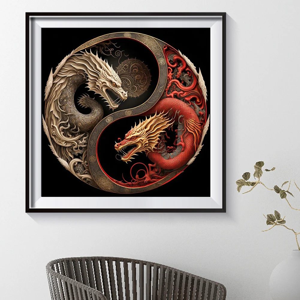 Diamond Painting - Full Round Drill - Tai Chi Dragon(30*30cm)