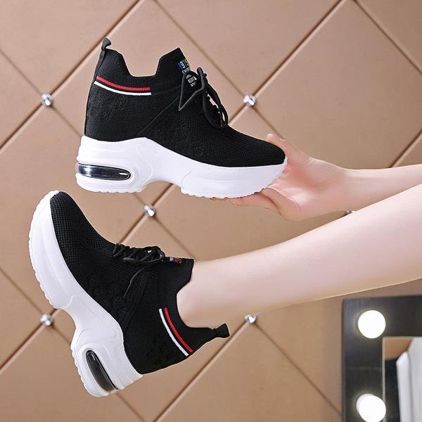 Shoes Womens Sneakers Women's Designer Shoes Tennis Female Woman Fashion Trainers Heels Summer Autumn PU Fabric Retro Lace-Up