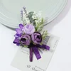 10PCS Purple Wedding Catering Bridal Groom Guests Corsage Boutonniere Wrist Artificial Flower Bouquets