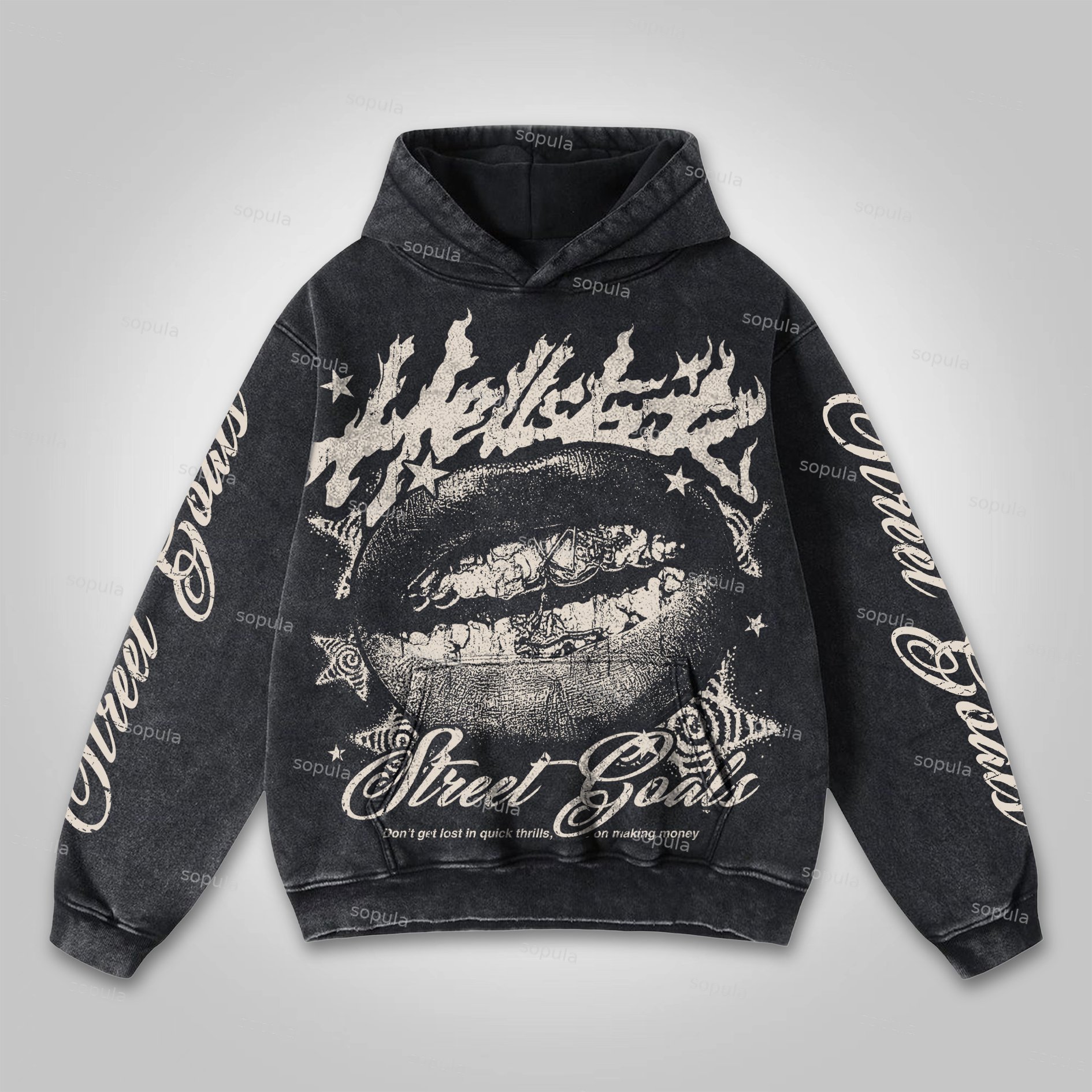 Sopula Street Goals Lip Braces Graphic Washed Hoodie - Sopula｜Premium Graphic Tees & Graphic Clothing