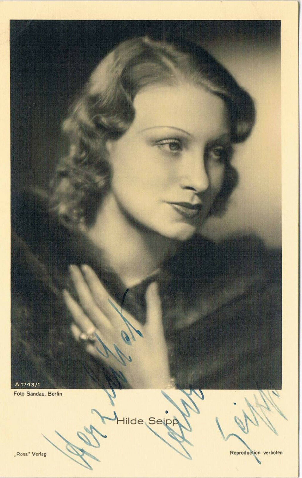 Hilde Seipp 1909-99 autograph signed postcard Photo Poster painting 3.5x5.5