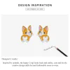 925 Sterling Silver Corgi Stud Earrings 