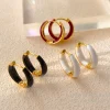 Stylish White Red Black Hoop Golden Earrings