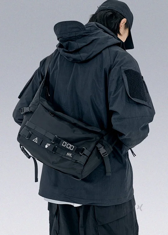 Static Edge Black Leather Tech Wear Shoulder Bag Purse and Waist Bag F –  Jungle Tribe LA