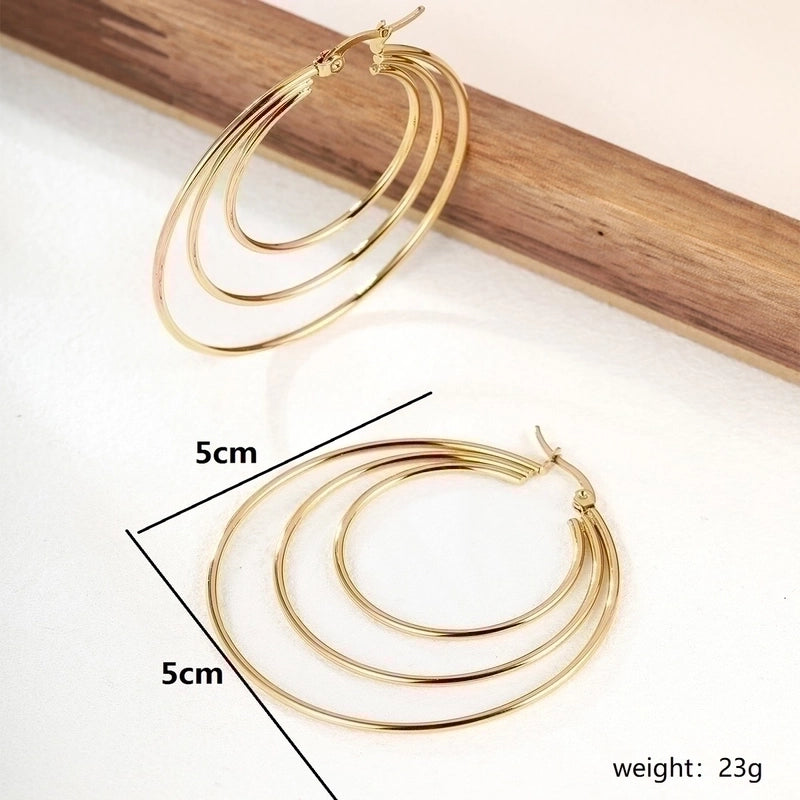 1 Pair Exaggerated Fashion Triangle Round Plating 201 Stainless Steel 18K Gold Plated Stainless Steel Earrings