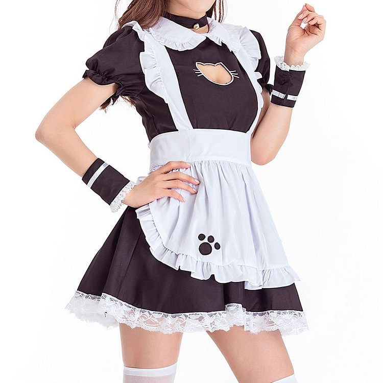 Cosplay Kitty Lolita Hollow Maid Ruffle Costume Dress - Modakawa