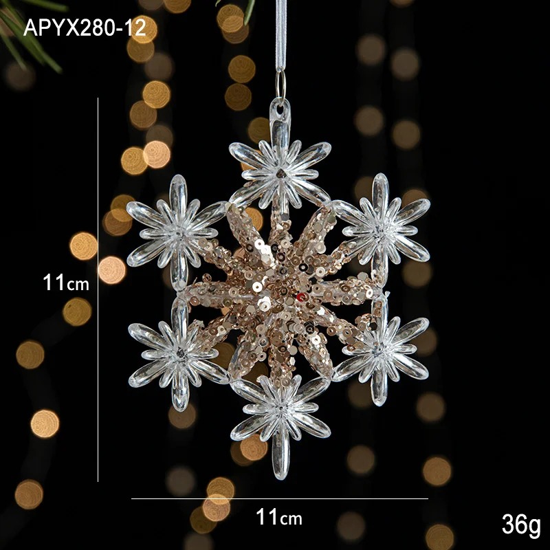 Christmas decorations sequins acrylic pendant transparent snowflake pendant Christmas tree scene layout props-MERUMOTE