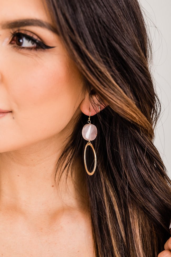 Perfect Night Out Pink Stone Gold Circle Earrings shopify LILYELF